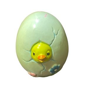 Vintage Resin Easter Eggs with Hatching Chick and Raised Flowers